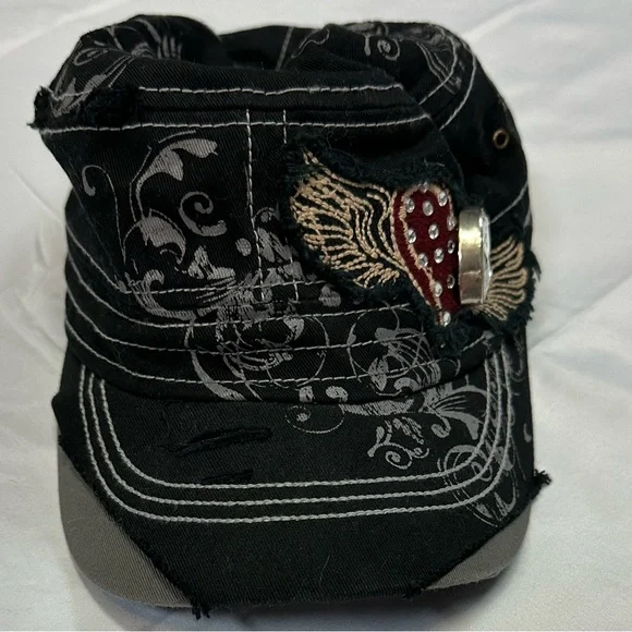 Cowgirl Jewels Distressed Trucker Hat With Swarovski Crystal Ladies NWOT